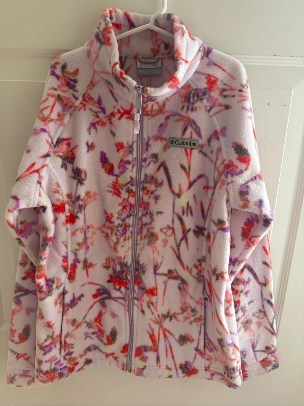 Columbia Pink Multicolor Floral Teddy Fleece Jacket